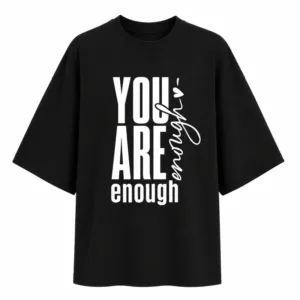تی‌شرت آستین سه ربع زنانه مدل باکسی you are anough